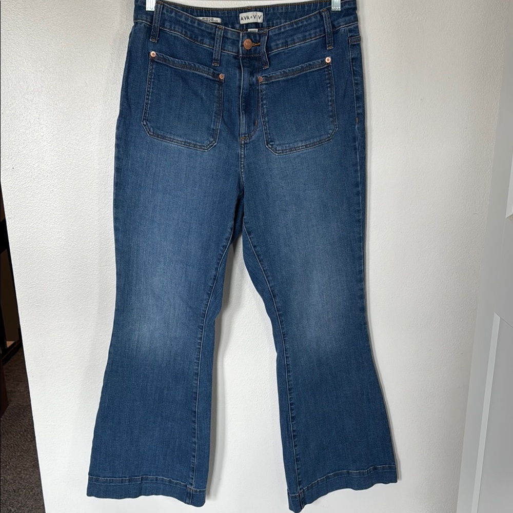 Ava & Viv Blue Flare Wide Leg Jeans